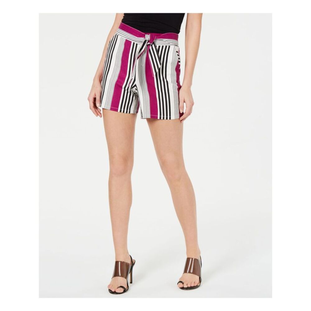 INC Womens Shorts Black Tie Striped Paperbag Juniors XS